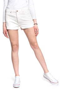 Wrangler - WRANGLER THE SHORT VINTAGE WHITE W27XWMX1Y. Materiał: jeans. Styl: vintage