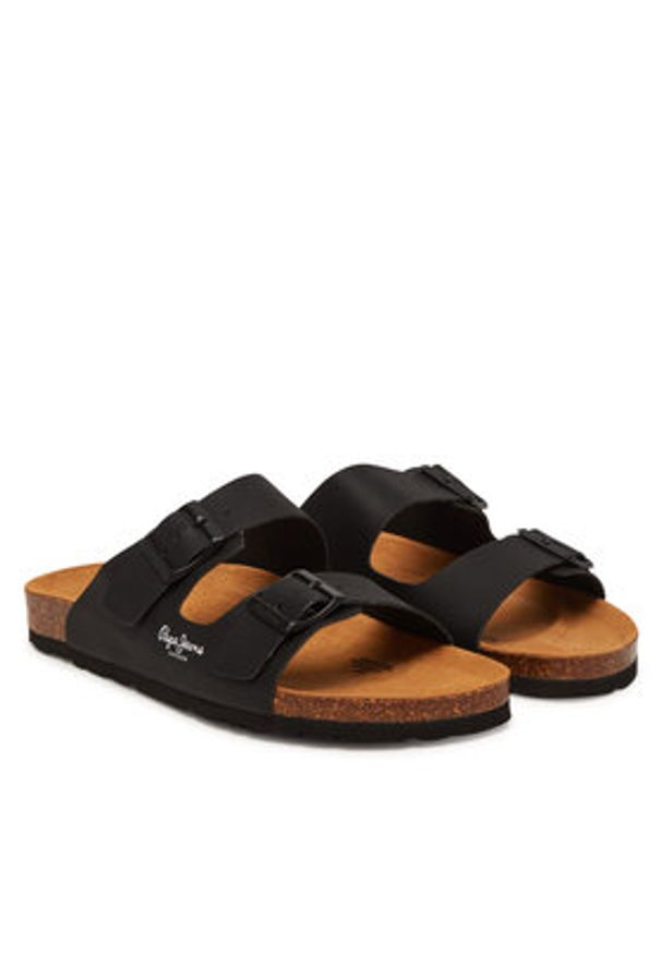 Pepe Jeans Klapki PLS90638 Czarny. Kolor: czarny. Materiał: skóra