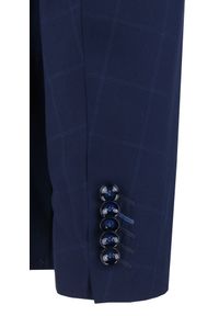 Elegancki Garnitur (Ślub, Studniówka) - Casino - Granat, Delikatna Krata. Materiał: poliester, wiskoza. Wzór: kratka #5
