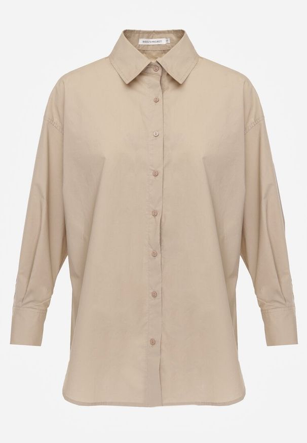 Renee - Beżowa Koszula Bawełniana Aquida. Typ kołnierza: kołnierzyk klasyczny. Kolor: beżowy. Materiał: bawełna. Długość rękawa: długi rękaw. Długość: długie. Styl: klasyczny