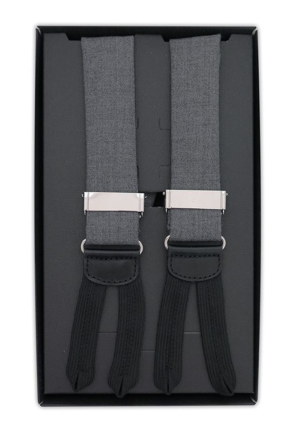 Modini - Materiałowe szelki na guziki - szary melanż L2. Kolor: szary. Materiał: materiał. Wzór: melanż