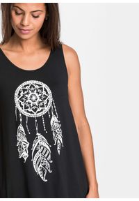 bonprix - Długi top z miękkiej wiskozy. Kolor: czarny. Materiał: wiskoza. Długość: długie. Wzór: nadruk #2