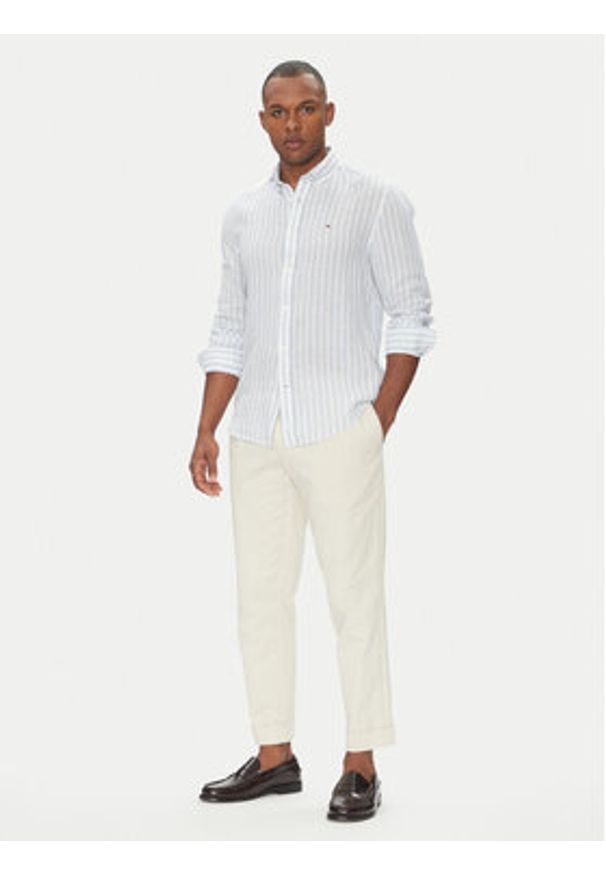 TOMMY HILFIGER - Tommy Hilfiger Koszula Essential MW0MW38581 Niebieski Regular Fit. Kolor: niebieski. Materiał: len