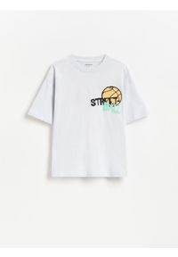 Reserved - T-shirt z nadrukiem - jasnoszary. Kolor: szary. Materiał: bawełna, dzianina. Wzór: nadruk #1