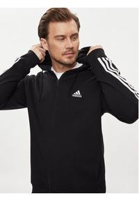 Adidas - adidas Bluza Essentials French Terry 3-Stripes Full-Zip Hoodie IC0433 Czarny Regular Fit. Kolor: czarny. Materiał: bawełna