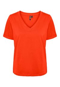 Pieces T-Shirt 17120455 Pomarańczowy Regular Fit. Kolor: pomarańczowy. Materiał: bawełna