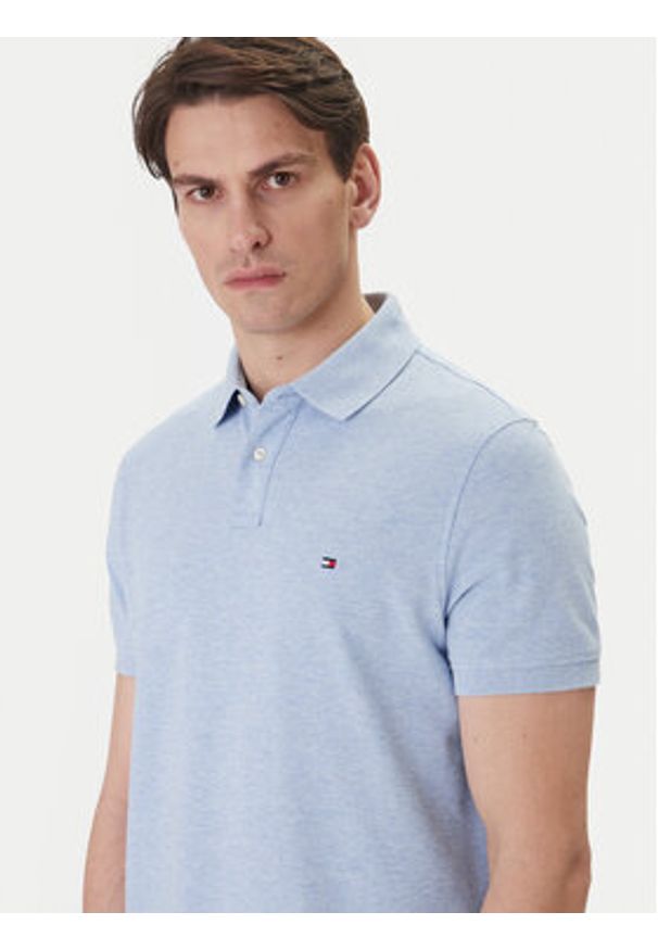 TOMMY HILFIGER - Tommy Hilfiger Polo 1985 MW0MW17770 Błękitny Regular Fit. Typ kołnierza: polo. Kolor: niebieski. Materiał: bawełna