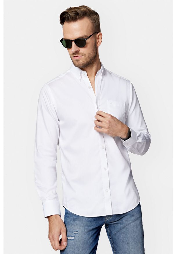 Lancerto - Koszula Biała Crystal. Kolor: biały. Materiał: bawełna