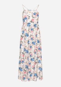 Born2be - Niebieska Sukienka z Wiskozą o Rozkloszowanym Kroju w Kwiaty Nalorene. Okazja: na co dzień. Typ kołnierza: dekolt kwadratowy. Kolor: niebieski. Materiał: wiskoza. Długość rękawa: na ramiączkach. Wzór: kwiaty. Typ sukienki: rozkloszowane. Styl: casual, elegancki #6