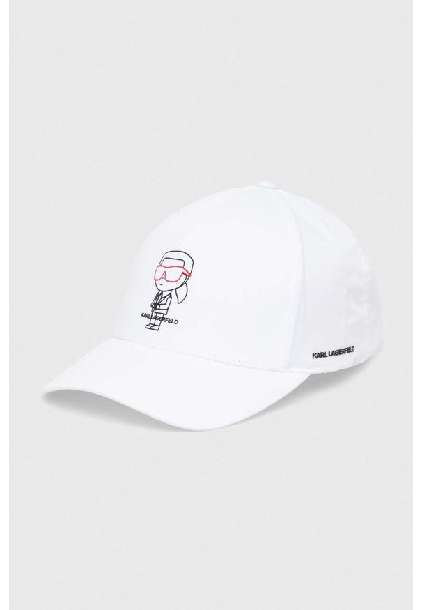 Karl Lagerfeld czapka z daszkiem kolor biały z nadrukiem. Kolor: biały. Wzór: nadruk