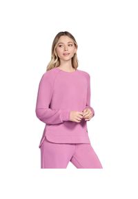 skechers - Bluzka Damska Skechers SKECHLUXE Elevate Crewneck. Kolor: różowy. Materiał: jedwab, materiał