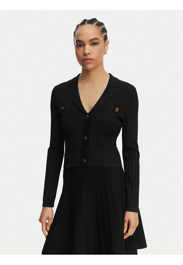 Guess Kardigan W5YR11 Z0130 Czarny Regular Fit. Kolor: czarny. Materiał: wiskoza