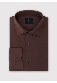 Pako Lorente - PAKO LORENTE – Ciemna brązowa bawełniana koszula męska. Kolor: niebieski, brązowy, zielony. Materiał: bawełna. Długość rękawa: długi rękaw. Długość: długie. Wzór: gładki #6