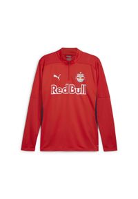 Puma - Męska bluza treningowa z zamkiem 1/4 FC Red Bull Salzburg PUMA Red Navy Blue. Kolor: czerwony, wielokolorowy, niebieski. Sport: fitness