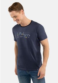 Volcano - Bawełniany t-shirt T-TED. Kolekcja: plus size. Kolor: niebieski. Materiał: bawełna. Długość rękawa: krótki rękaw. Długość: krótkie #1