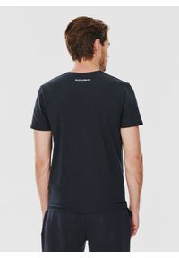 Pako Lorente - PAKO LORENTE – Granatowy gładki t-shirt v-neck. Kolor: niebieski. Materiał: bawełna, elastan. Wzór: gładki #5