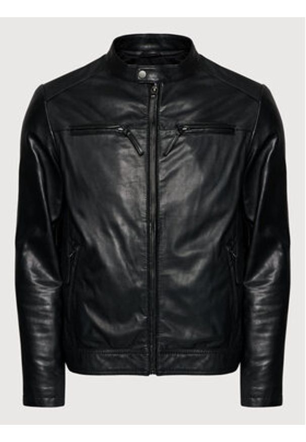 Serge Pariente Kurtka skórzana Tonic Czarny Regular Fit. Kolor: czarny. Materiał: skóra