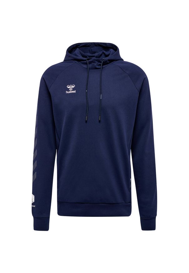 Bawełniana bluza z kapturem Hummel Move Grid. Typ kołnierza: kaptur. Kolor: niebieski. Materiał: bawełna. Wzór: aplikacja. Sport: fitness