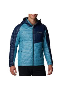columbia - Kurtka puchowa męska Columbia Platinum Peak Hooded. Kolor: niebieski. Materiał: puch. Sport: turystyka piesza