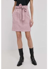 Hugo - HUGO spódnica kolor różowy mini prosta. Okazja: na co dzień. Kolor: różowy. Materiał: tkanina. Styl: casual