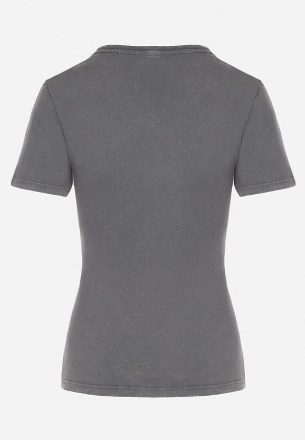 Born2be - Ciemnoszary T-shirt z Bawełny z Nadrukiem Erenova. Okazja: na co dzień. Kolor: szary. Materiał: bawełna. Wzór: nadruk. Styl: klasyczny, casual