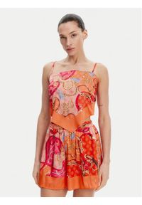 Guess Top E5GH02 WH4V0 Pomarańczowy Regular Fit. Kolor: pomarańczowy. Materiał: syntetyk