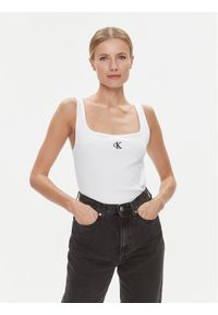 Calvin Klein Jeans Top J20J223192 Biały Relaxed Fit. Kolor: biały. Materiał: bawełna
