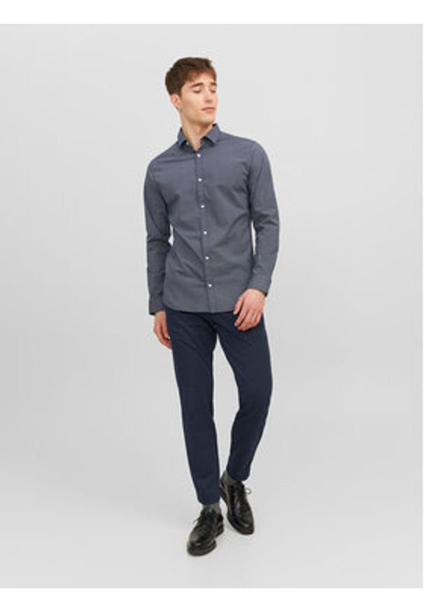 Jack & Jones Chinosy Marco 12237523 Granatowy Slim Fit. Kolor: niebieski. Materiał: syntetyk