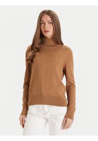 Calvin Klein Golf LV044D371G Brązowy Regular Fit. Typ kołnierza: golf. Kolor: brązowy. Materiał: syntetyk #1