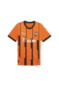 Puma - Męska koszulka domowa FC Shakhtar Donetsk 24/25 PUMA Rickie Orange Black. Kolor: czarny, pomarańczowy, wielokolorowy, żółty. Sport: piłka nożna