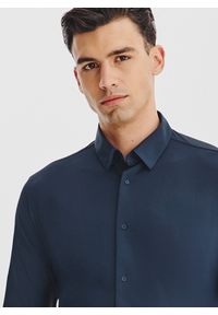 Pako Lorente - PAKO LORENTE – Granatowa dzianinowa koszula męska. Typ kołnierza: kołnierzyk klasyczny. Kolor: niebieski. Materiał: dzianina. Długość rękawa: długi rękaw. Długość: długie. Wzór: gładki. Styl: klasyczny #10