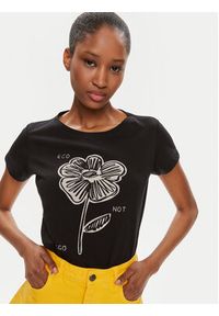 Sisley T-Shirt 3I1XL101S Czarny Boxy Fit. Kolor: czarny. Materiał: bawełna