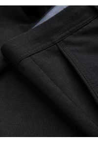 Ombre Clothing - Męskie klasyczne spodnie chino z delikatną teksturą - czarne V5. Kolor: czarny. Materiał: materiał, poliester, bawełna. Styl: klasyczny #7