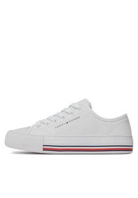 TOMMY HILFIGER - Tommy Hilfiger Trampki Low Cut Lace-Up Sneaker T3A9-33185-1687 S Biały. Kolor: biały. Materiał: materiał #3