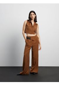 Reserved - Spodnie z ozdobnym pasem - brązowy. Kolor: brązowy #1
