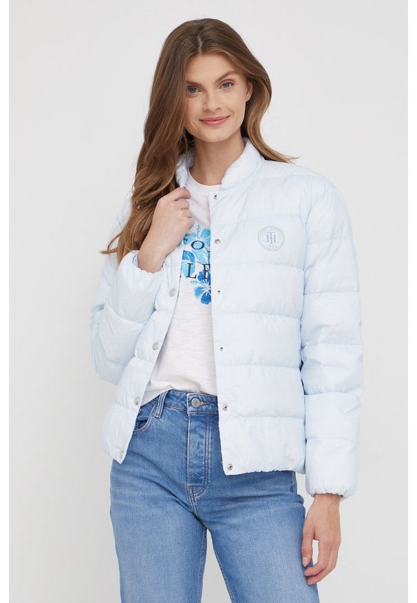 TOMMY HILFIGER - Tommy Hilfiger kurtka damska przejściowa. Okazja: na co dzień. Kolor: niebieski. Materiał: tkanina. Styl: casual, sportowy