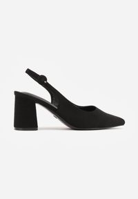 Born2be - Czarne Czółenka na Klockowym Obcasie z Odkrytą Piętą Tarabeta. Okazja: na co dzień. Zapięcie: sprzączka. Kolor: czarny. Obcas: na obcasie. Styl: casual, elegancki. Wysokość obcasa: średni #4