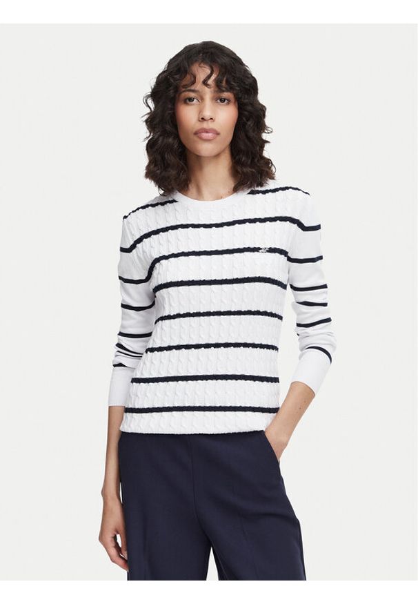 Beverly Hills Polo Club Sweter P-SS26W-M6565 Biały Regular Fit. Typ kołnierza: polo. Kolor: biały. Materiał: bawełna