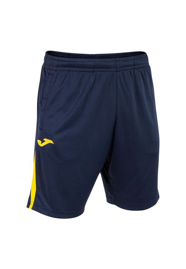 Szorty Joma Championship VII. Kolor: niebieski, wielokolorowy, żółty. Sport: piłka nożna