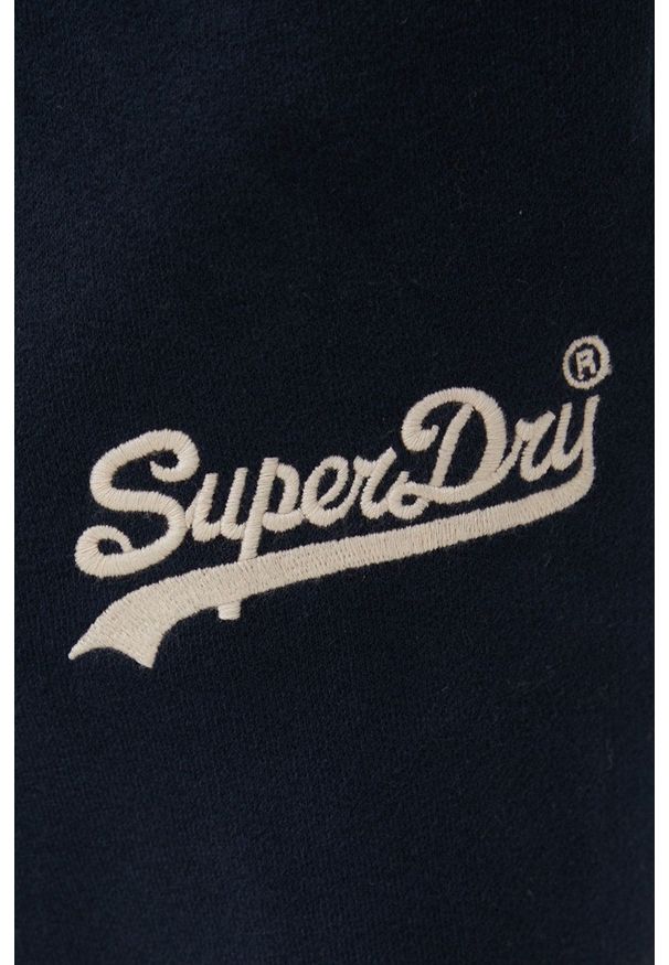 Superdry spodnie dresowe męskie kolor granatowy z aplikacją. Kolor: niebieski. Materiał: dresówka. Wzór: aplikacja