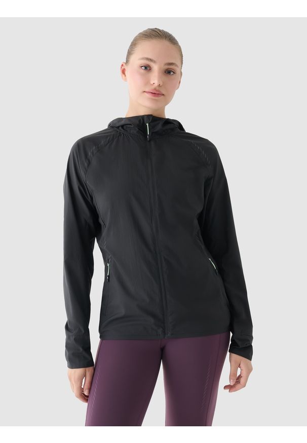 4f - 4F Kurtka do biegania Ultralight damska - szara XL. Typ kołnierza: kołnierzyk stójkowy, kaptur. Kolor: szary. Materiał: włókno, materiał. Długość rękawa: raglanowy rękaw. Długość: krótkie. Sport: fitness, bieganie