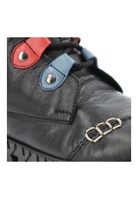 Czarne Botki Armodo Skórzane Buty Damskie. Kolor: czarny. Materiał: skóra. Wzór: kolorowy, geometria. Styl: klasyczny #4