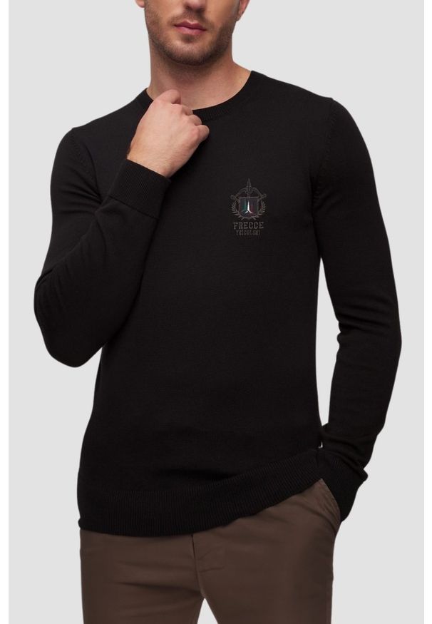 Aeronautica Militare - AERONAUTICA MILITARE Czarny męski sweter Crew Neck, Rozmiar XXL. Kolor: czarny