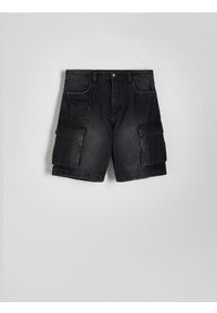 Reserved - Jeansowe szorty cargo - szary. Kolor: szary. Materiał: jeans #1