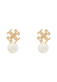 Tory Burch Kolczyki LOGO AND PEARL STUD EARRINGS 184421 Złoty. Materiał: ze stali, ze stali nierdzewnej. Kolor: złoty #1