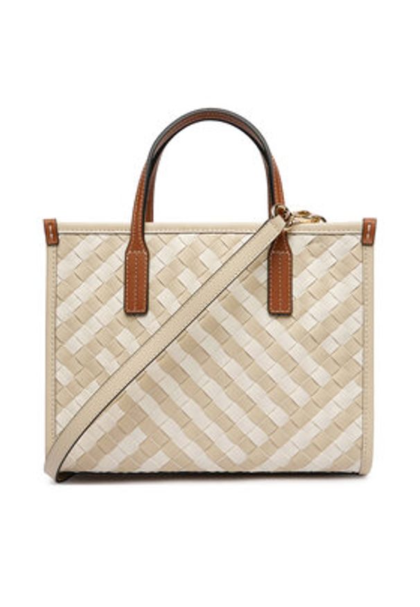 TOMMY HILFIGER - Tommy Hilfiger Torebka Th City Mini Tote AW0AW18393 Beżowy. Kolor: beżowy. Materiał: skórzane