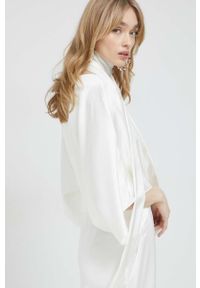 Hugo - HUGO kombinezon kolor biały z dekoltem w szpic. Okazja: na co dzień. Kolor: biały. Materiał: tkanina, poliester. Długość rękawa: krótki rękaw. Długość: krótkie. Styl: casual #3