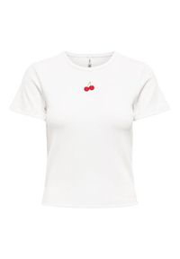 only - ONLY T-Shirt Daniella 15350554 Biały Slim Fit. Kolor: biały. Materiał: syntetyk #8