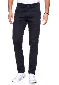 Wrangler - WRANGLER SPODNIE MĘSKIE CHINO NAVY WASHED W16LHE49I. Materiał: materiał #10