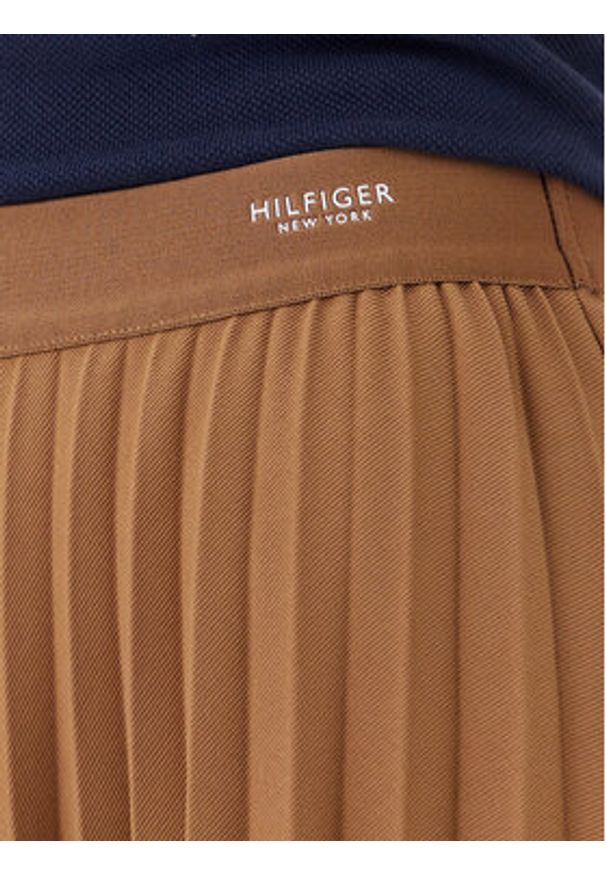TOMMY HILFIGER - Tommy Hilfiger Spódnica plisowana WW0WW43886 Brązowy Regular Fit. Kolor: brązowy. Materiał: bawełna